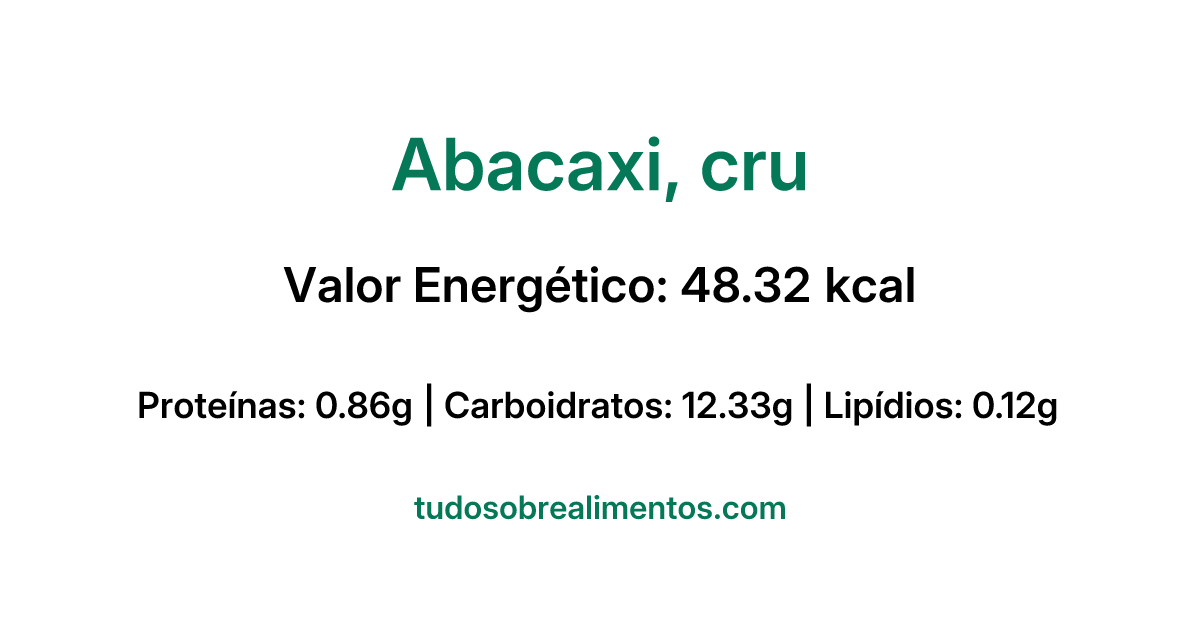 Informações Nutricionais: Abacaxi, cru