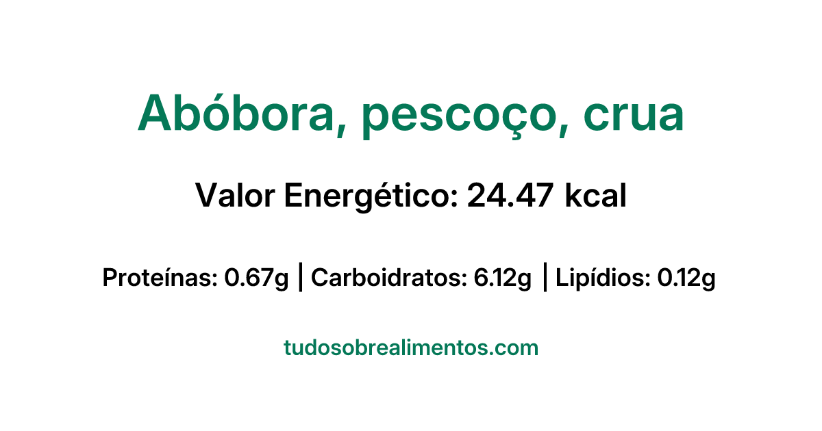 Informações Nutricionais: Abóbora, pescoço, crua