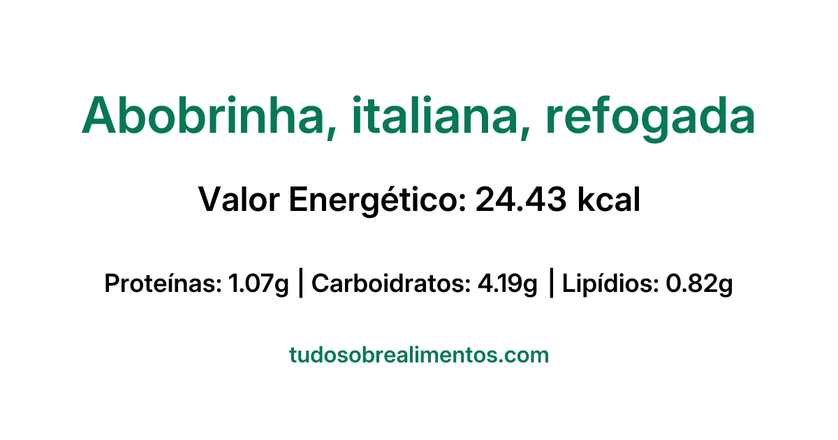 Informações Nutricionais: Abobrinha, italiana, refogada