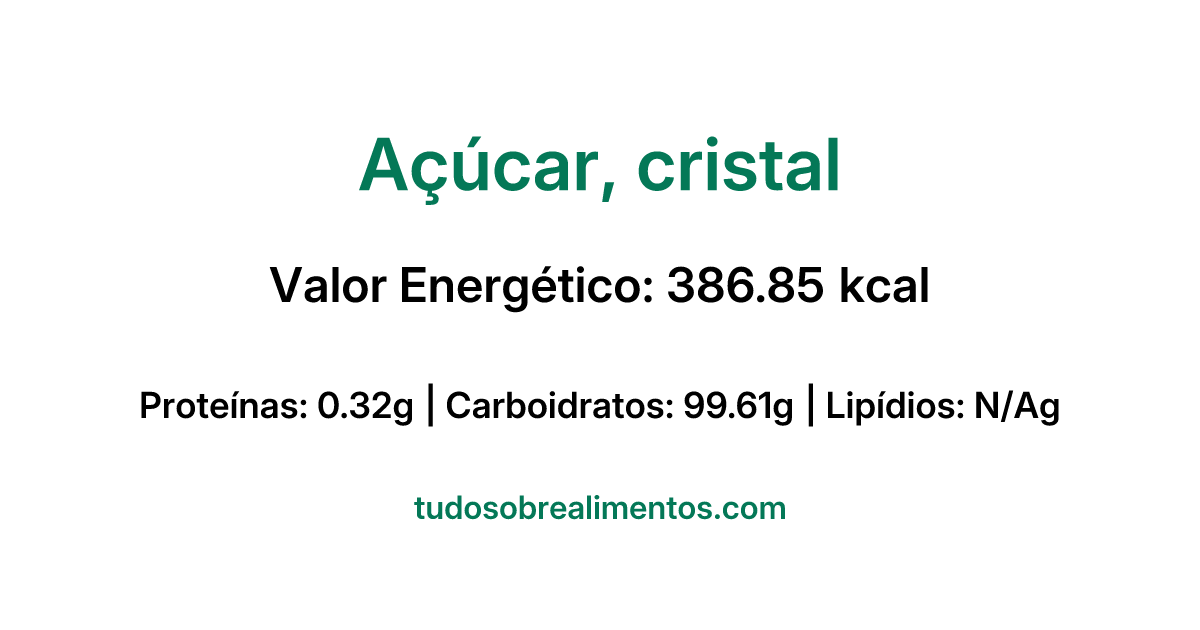 Informações Nutricionais: Açúcar, cristal