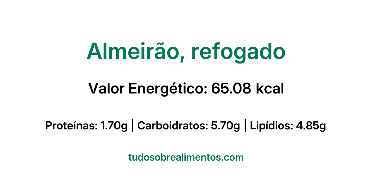 Informações Nutricionais: Almeirão, refogado