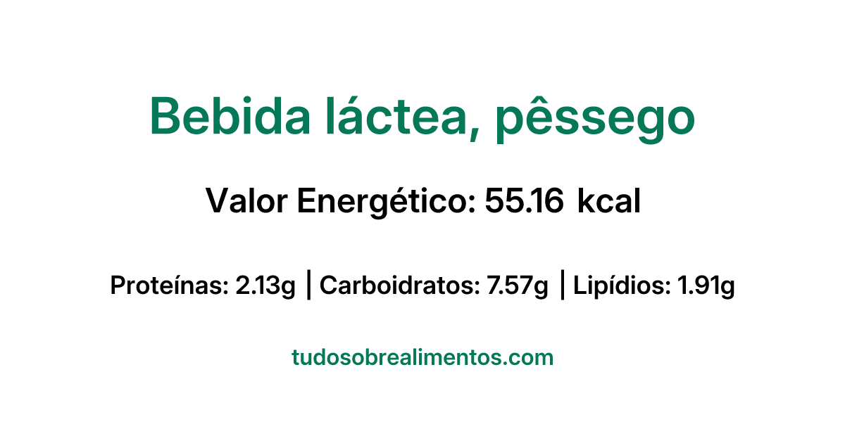 Informações Nutricionais: Bebida láctea, pêssego