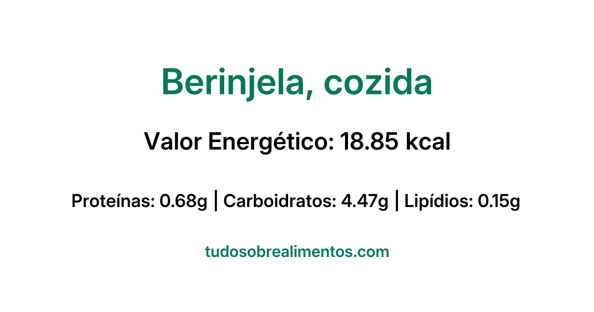 Informações Nutricionais: Berinjela, cozida