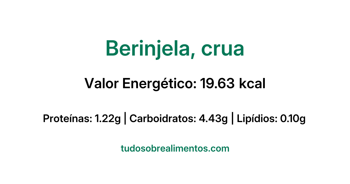 Informações Nutricionais: Berinjela, crua