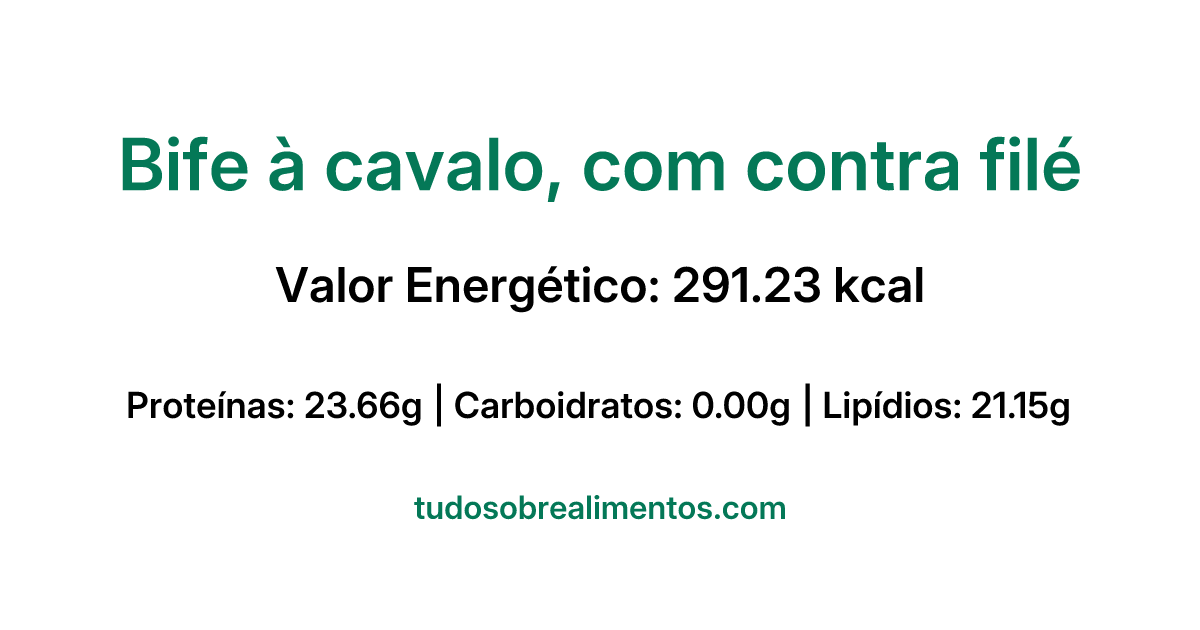 Informações Nutricionais: Bife à cavalo, com contra filé