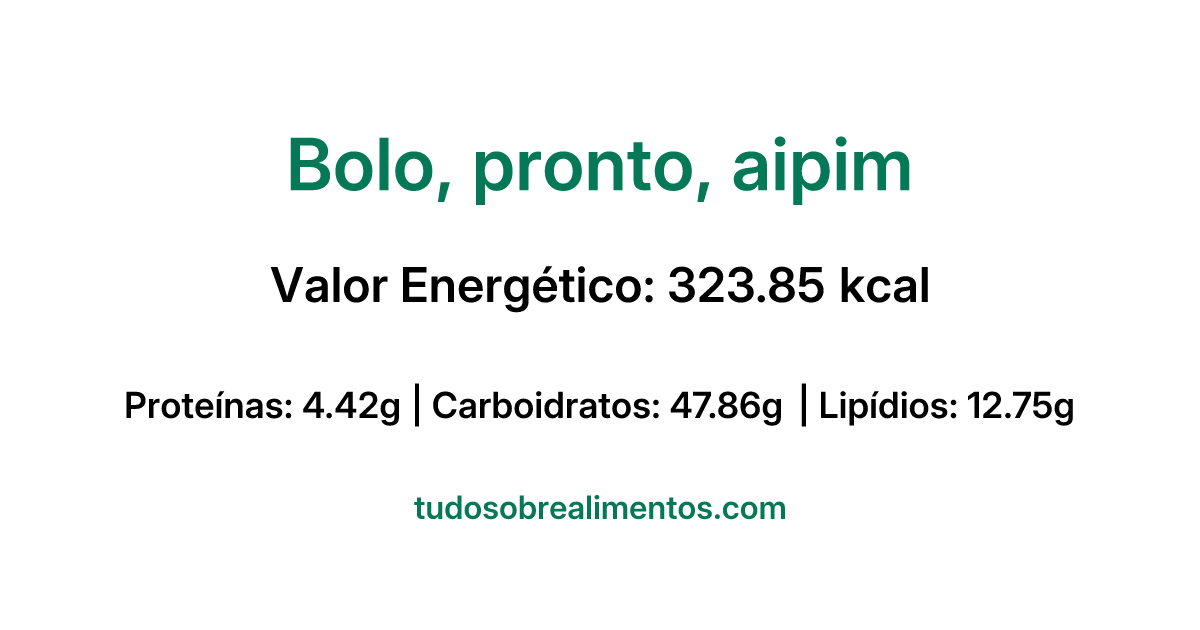 Informações Nutricionais: Bolo, pronto, aipim