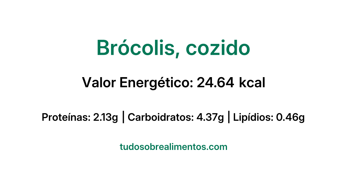 Informações Nutricionais: Brócolis, cozido