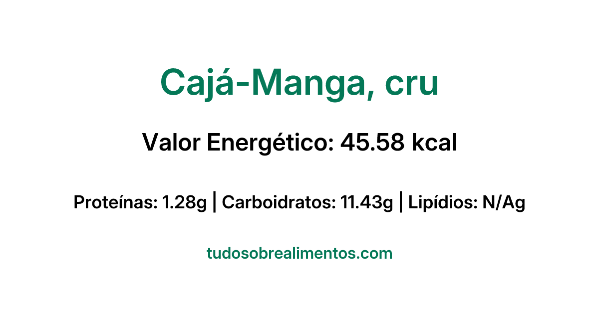 Informações Nutricionais: Cajá-Manga, cru