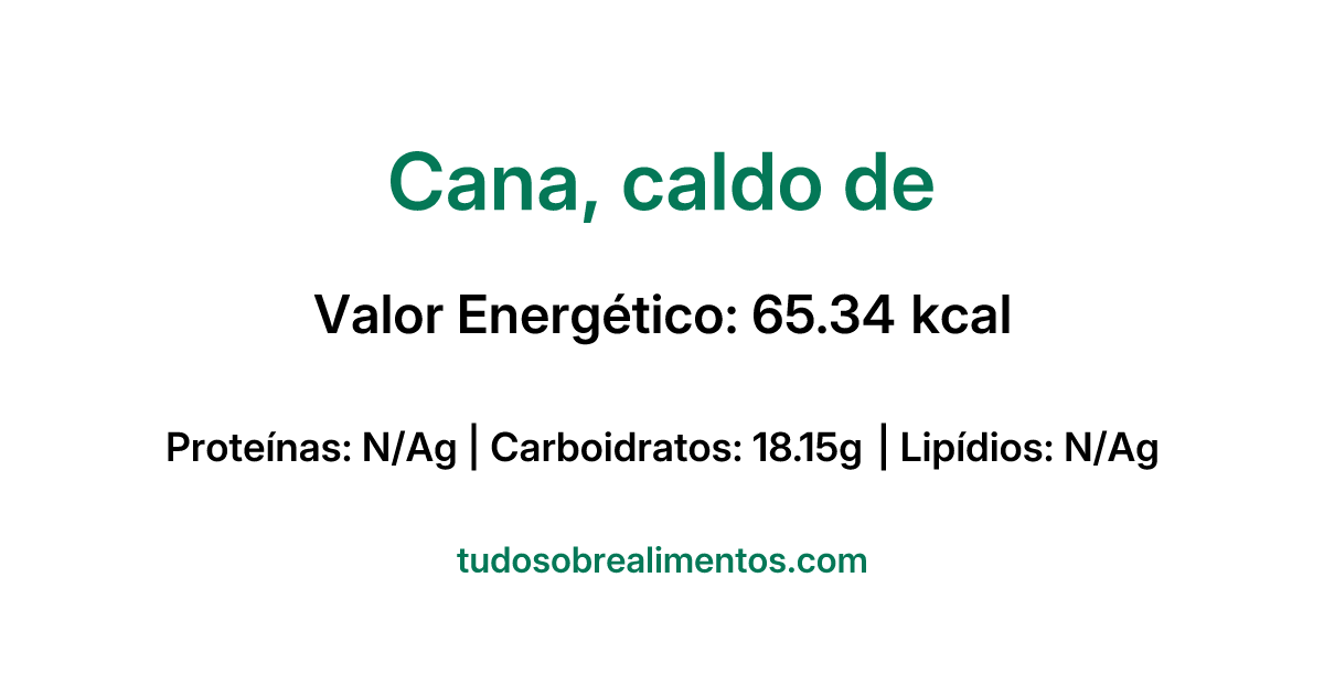 Informações Nutricionais: Cana, caldo de