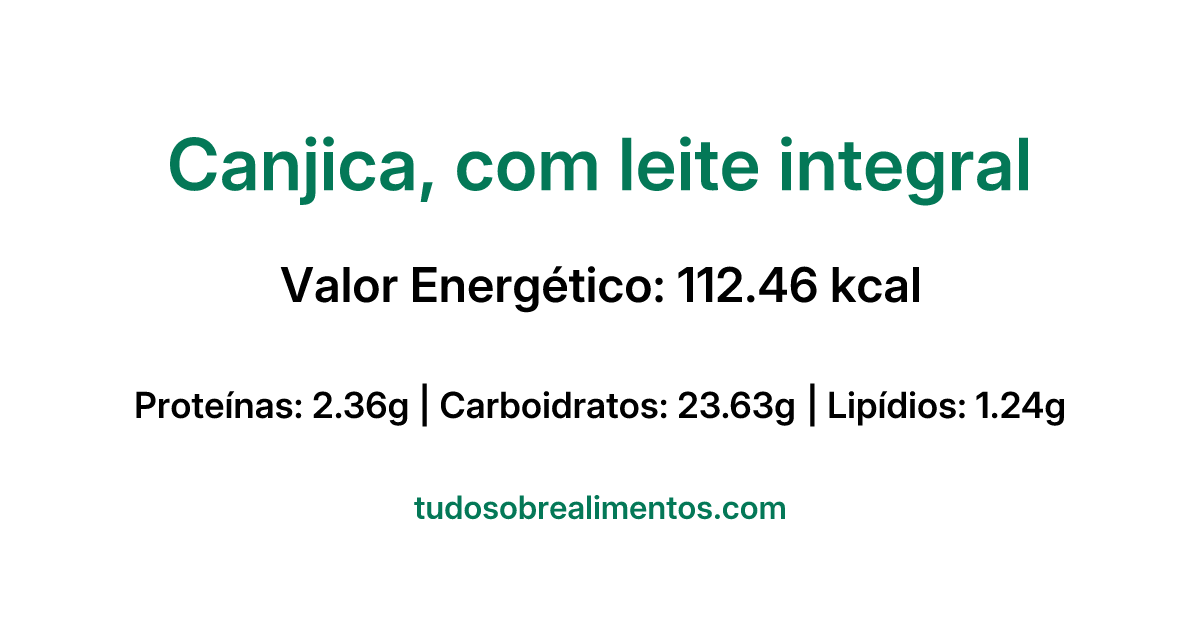 Informações Nutricionais: Canjica, com leite integral