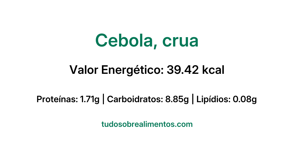 Informações Nutricionais: Cebola, crua