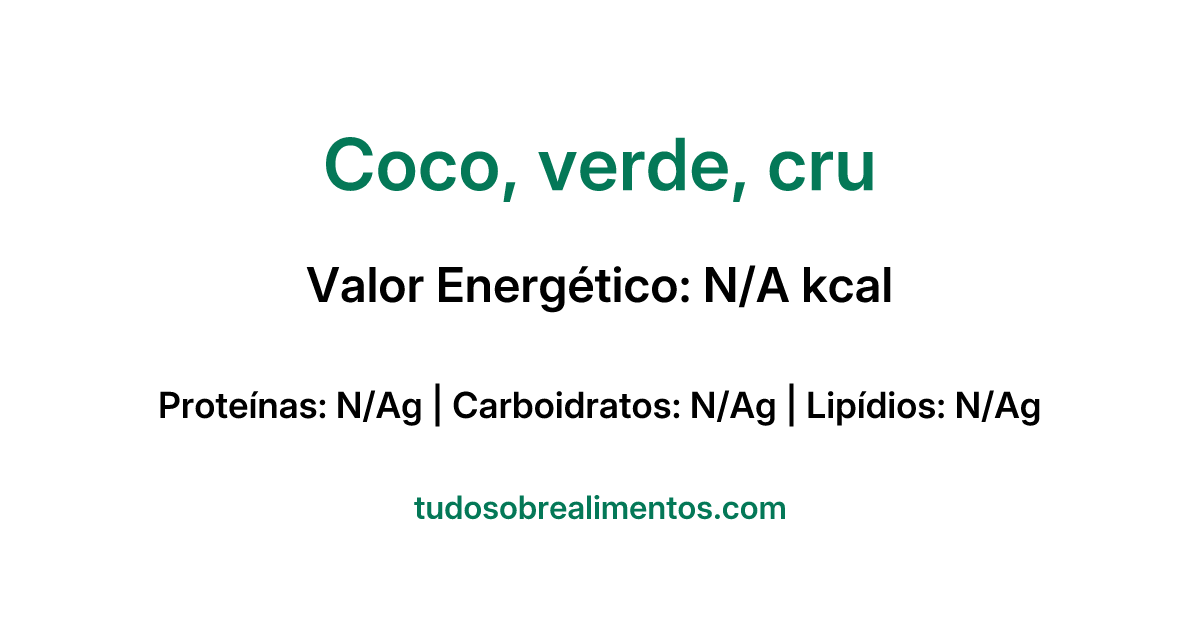 Informações Nutricionais: Coco, verde, cru