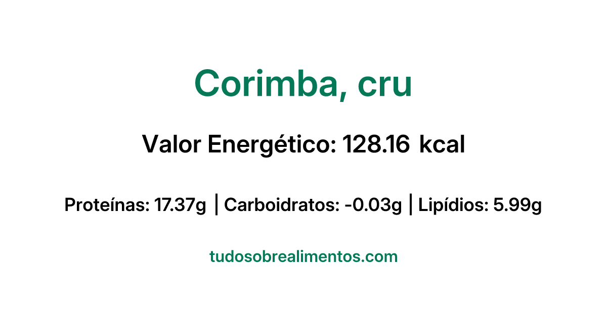 Informações Nutricionais: Corimba, cru