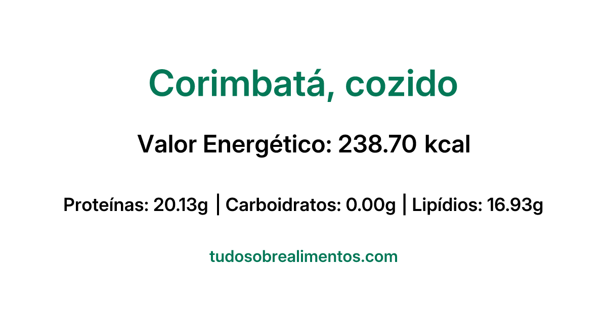 Informações Nutricionais: Corimbatá, cozido