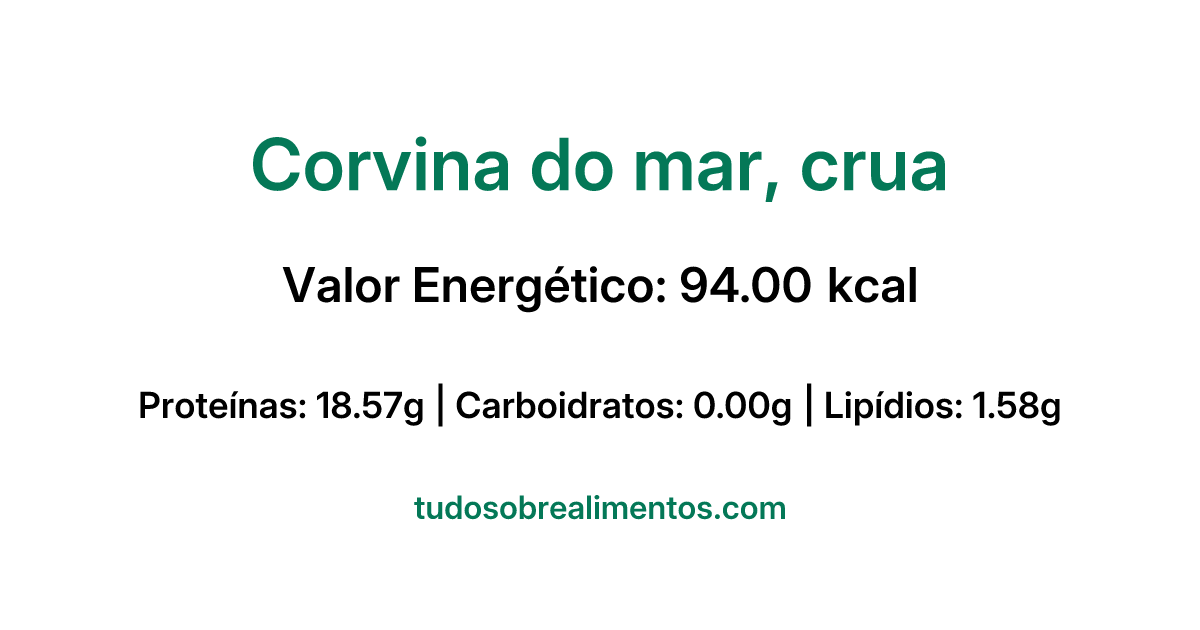 Informações Nutricionais: Corvina do mar, crua