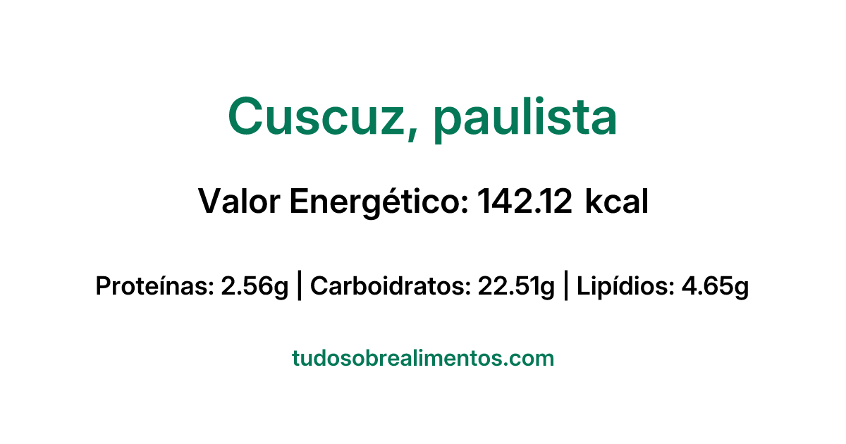 Informações Nutricionais: Cuscuz, paulista