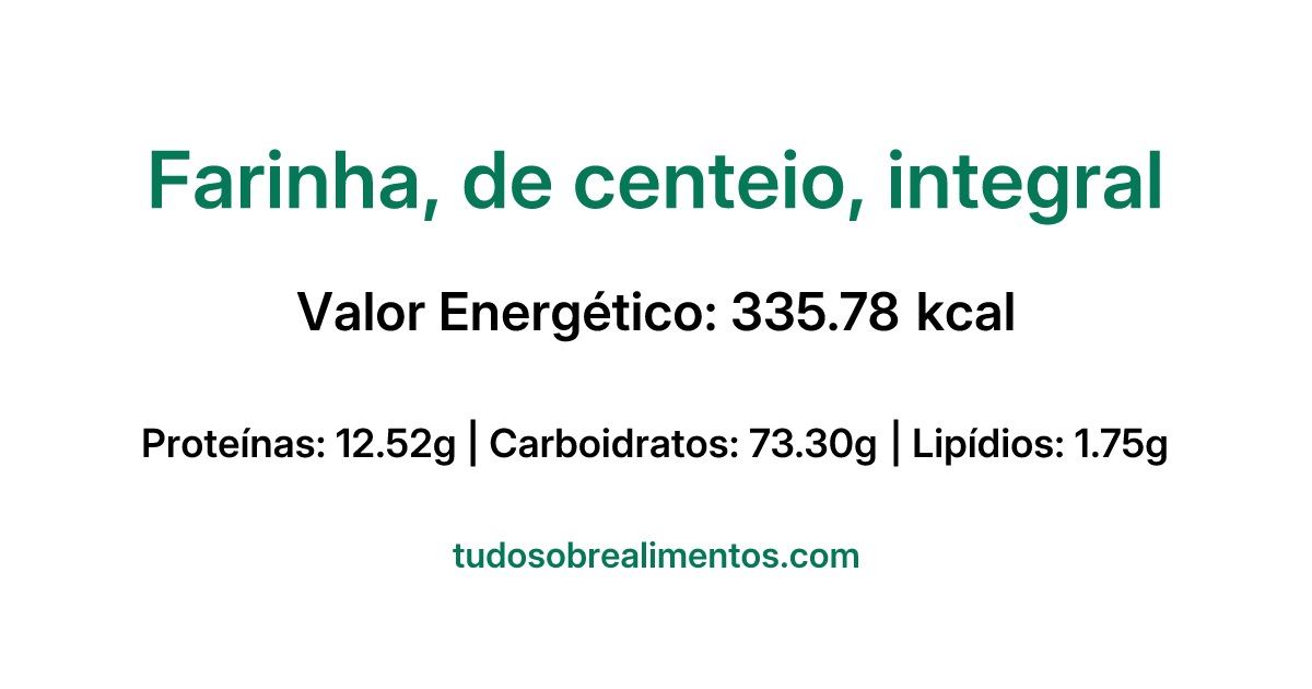 Informações Nutricionais: Farinha, de centeio, integral