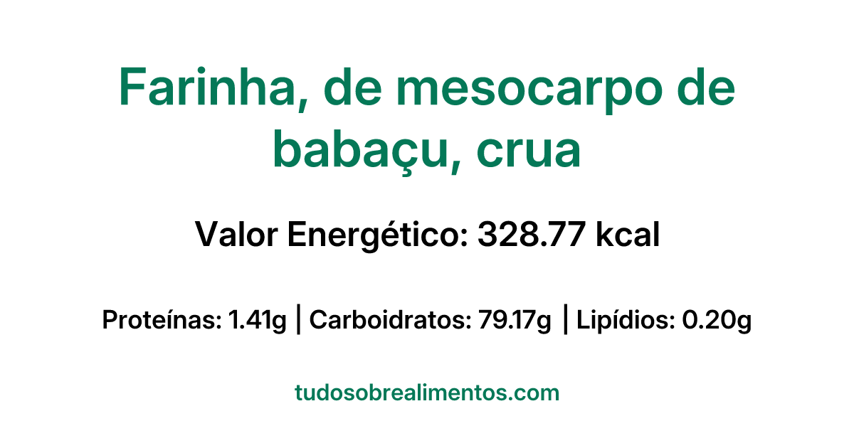 Informações Nutricionais: Farinha, de mesocarpo de babaçu, crua