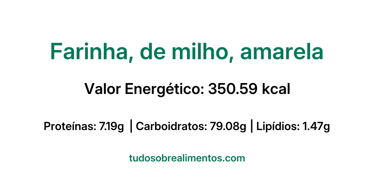 Informações Nutricionais: Farinha, de milho, amarela