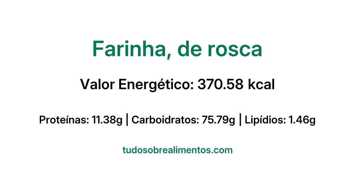 Informações Nutricionais: Farinha, de rosca