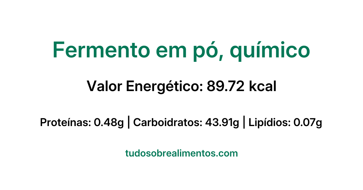 Informações Nutricionais: Fermento em pó, químico