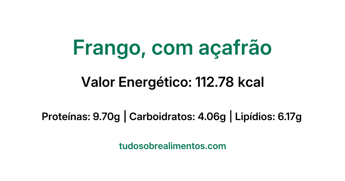 Informações Nutricionais: Frango, com açafrão