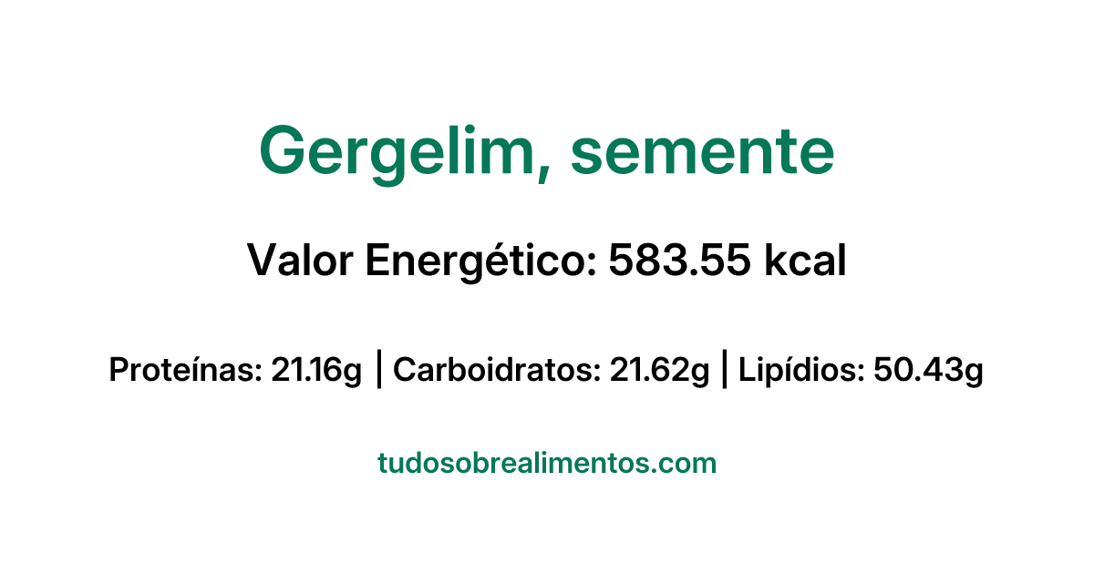 Informações Nutricionais: Gergelim, semente