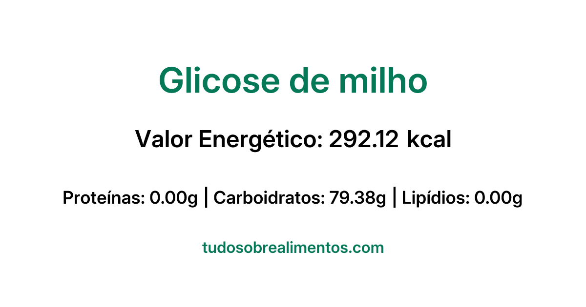 Informações Nutricionais: Glicose de milho