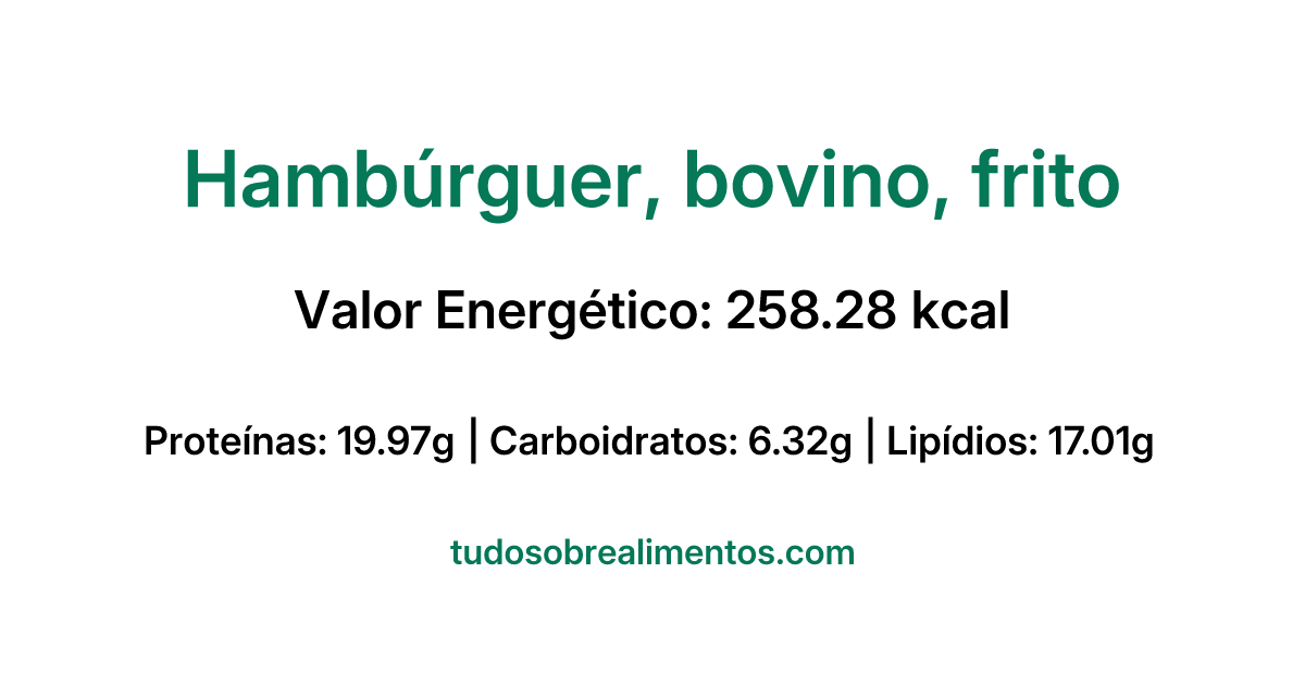 Informações Nutricionais: Hambúrguer, bovino, frito