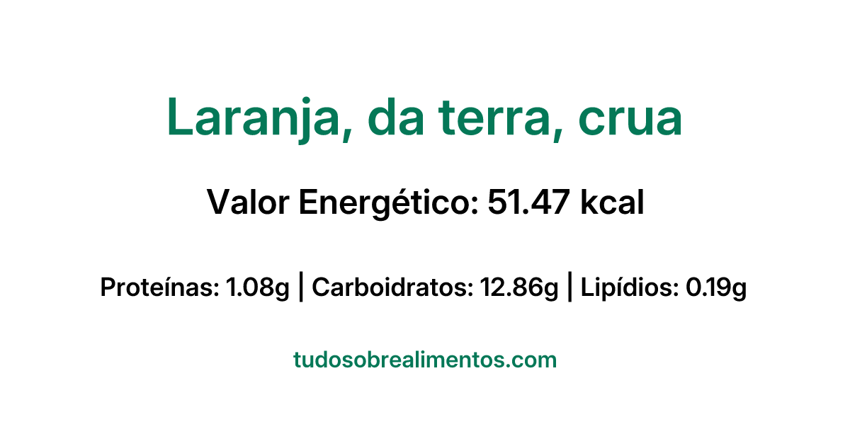 Informações Nutricionais: Laranja, da terra, crua