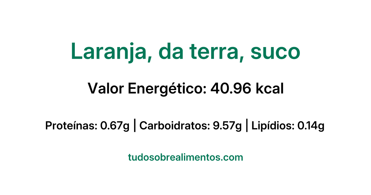 Informações Nutricionais: Laranja, da terra, suco