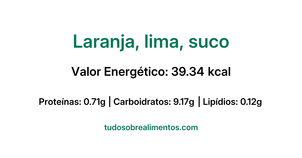 Informações Nutricionais: Laranja, lima, suco