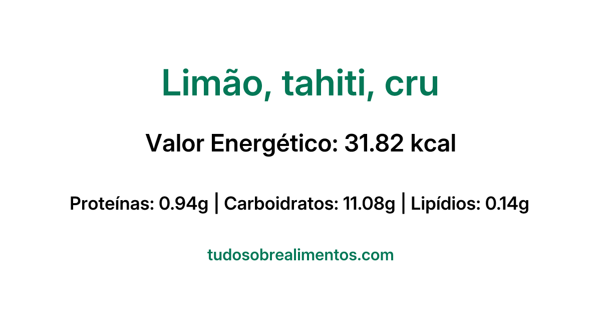 Informações Nutricionais: Limão, tahiti, cru