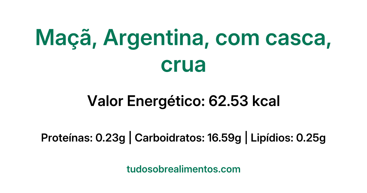 Informações Nutricionais: Maçã, Argentina, com casca, crua