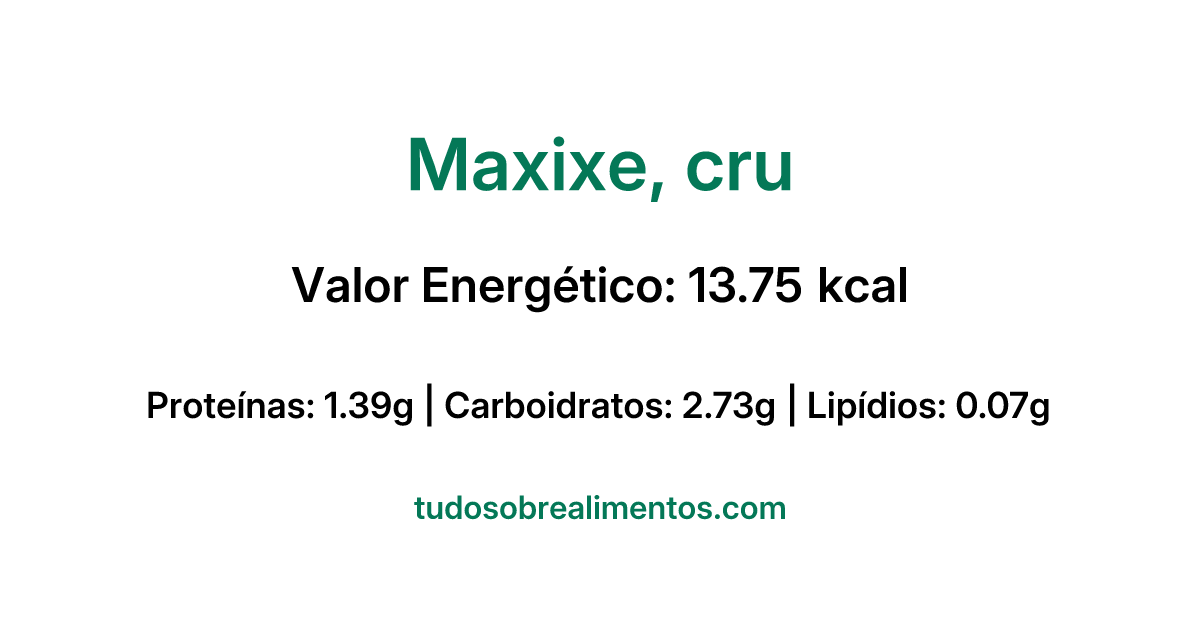 Informações Nutricionais: Maxixe, cru