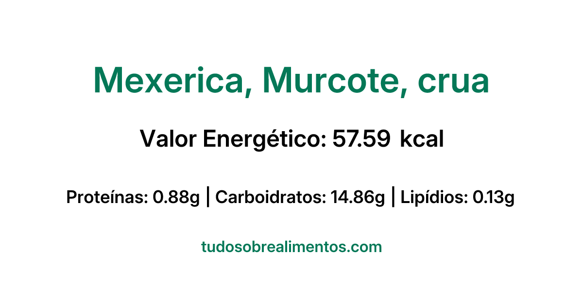 Informações Nutricionais: Mexerica, Murcote, crua