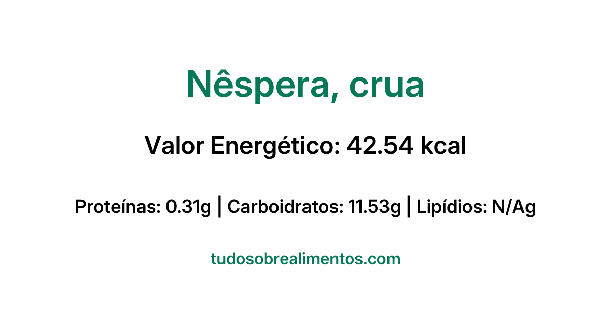 Informações Nutricionais: Nêspera, crua