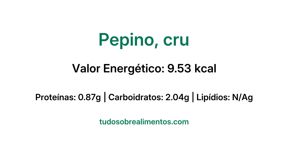 Informações Nutricionais: Pepino, cru