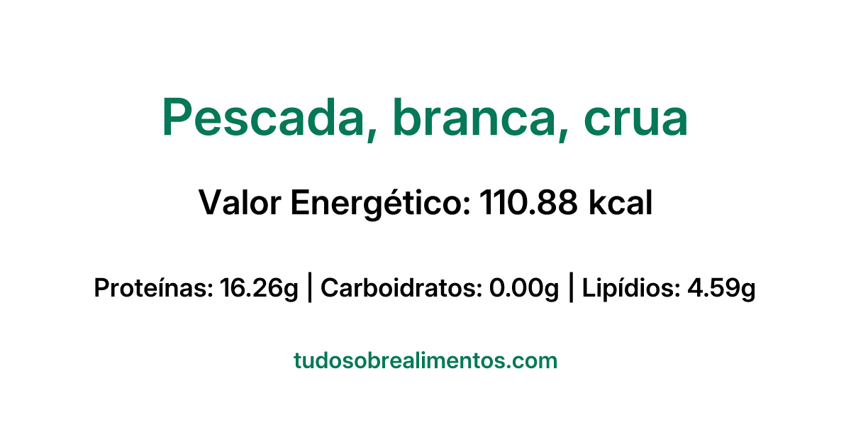 Informações Nutricionais: Pescada, branca, crua