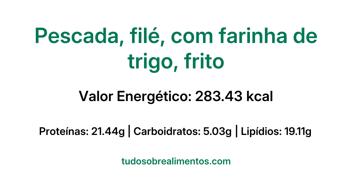 Informações Nutricionais: Pescada, filé, com farinha de trigo, frito