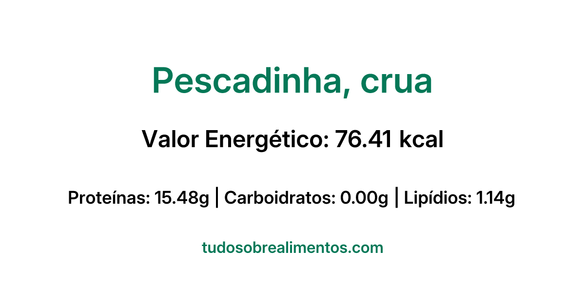 Informações Nutricionais: Pescadinha, crua