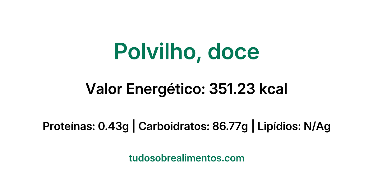 Informações Nutricionais: Polvilho, doce