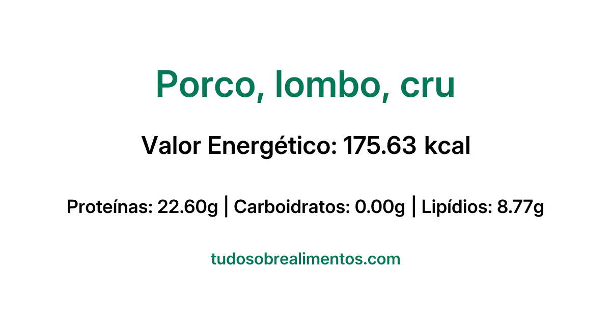 Informações Nutricionais: Porco, lombo, cru