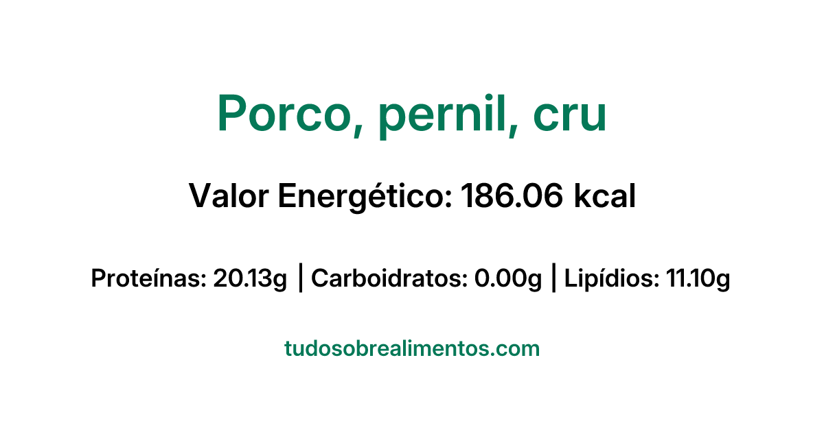 Informações Nutricionais: Porco, pernil, cru