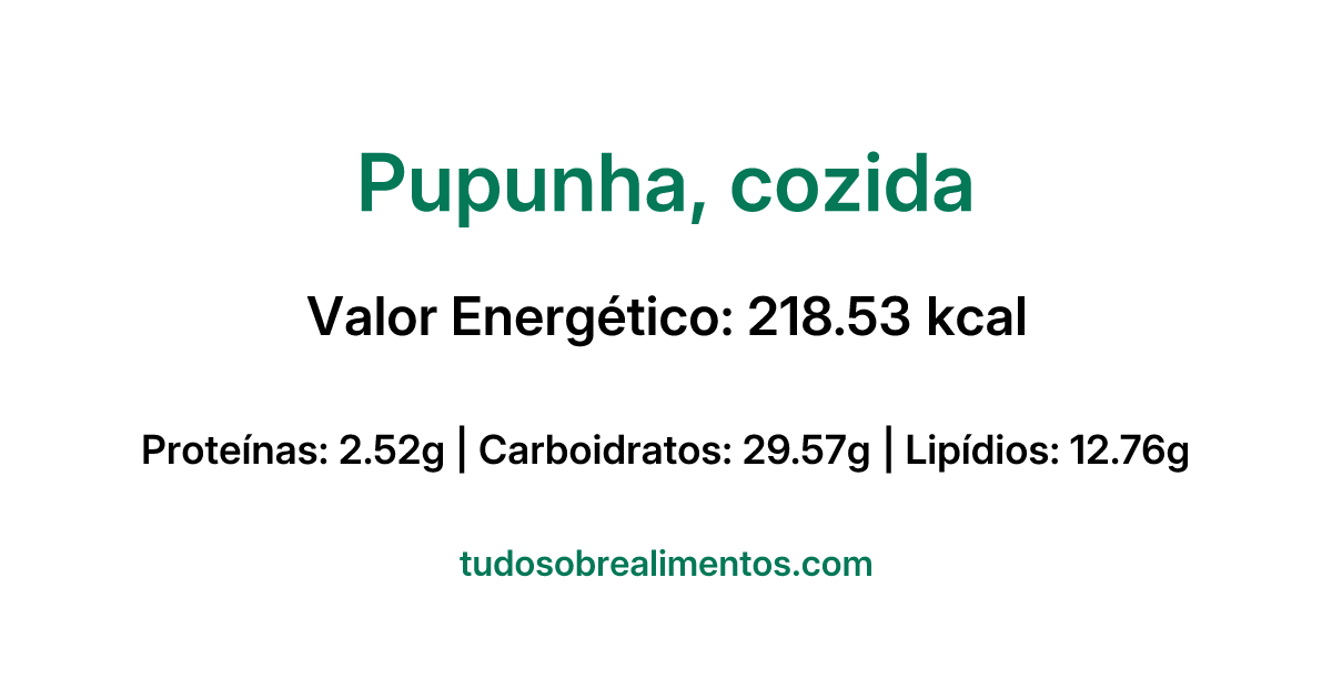 Informações Nutricionais: Pupunha, cozida