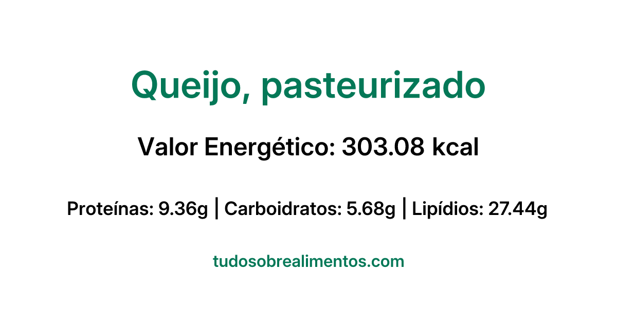 Informações Nutricionais: Queijo, pasteurizado