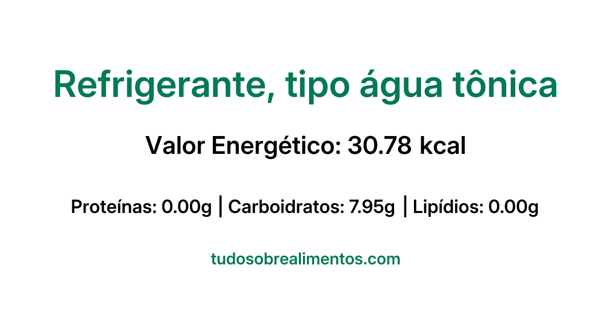 Informações Nutricionais: Refrigerante, tipo água tônica