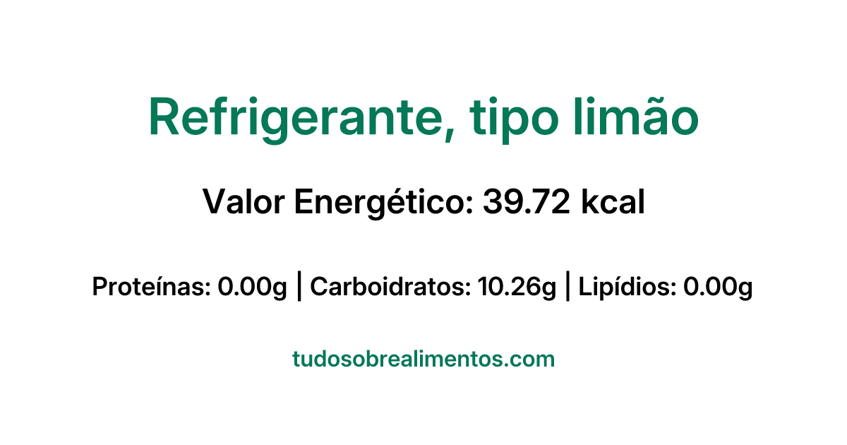 Informações Nutricionais: Refrigerante, tipo limão