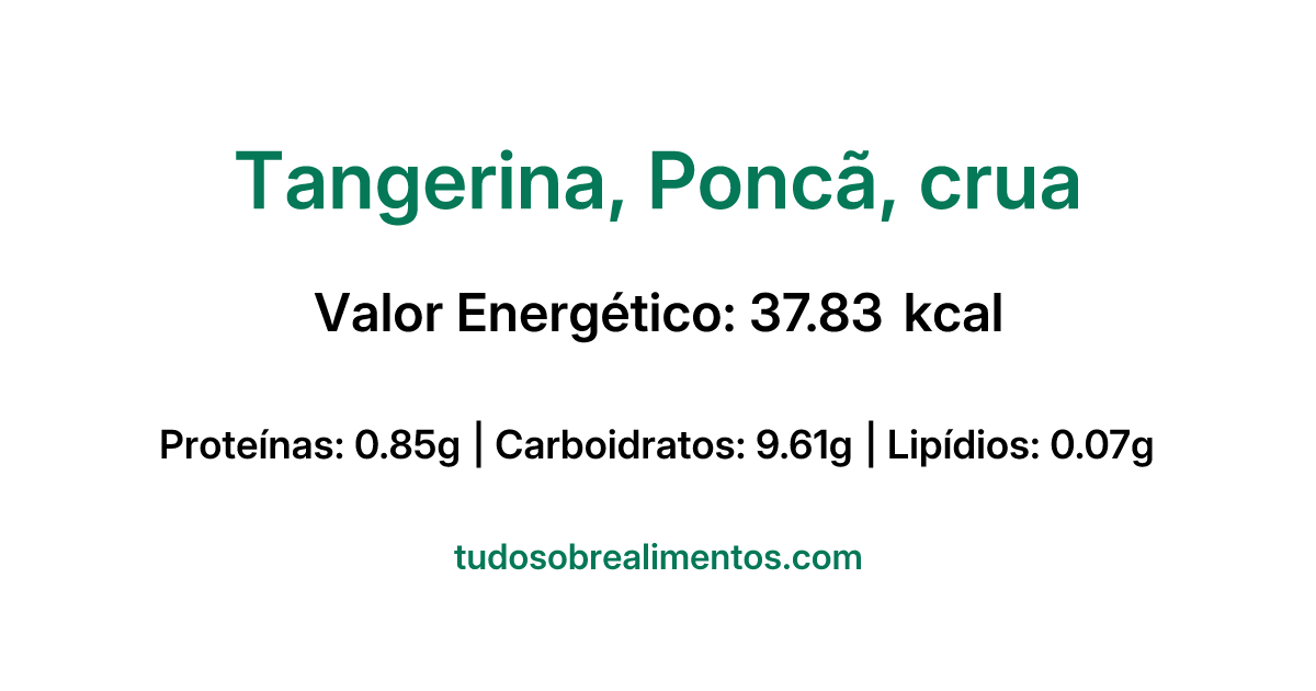 Informações Nutricionais: Tangerina, Poncã, crua