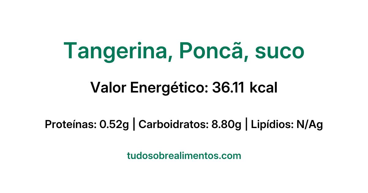 Informações Nutricionais: Tangerina, Poncã, suco